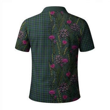 Arbuthnot Family Crest Tartan Polo Shirt Scottish Thistle Flower Pattern Half Style - Tartan Vibes Clothing