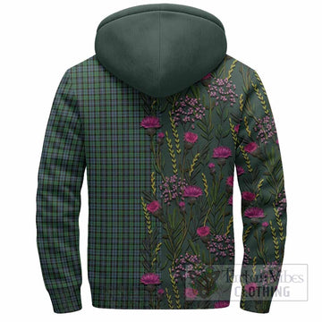 Arbuthnot Family Crest Tartan Sherpa Hoodie Scottish Thistle Flower Pattern Half Style - Tartan Vibes Clothing