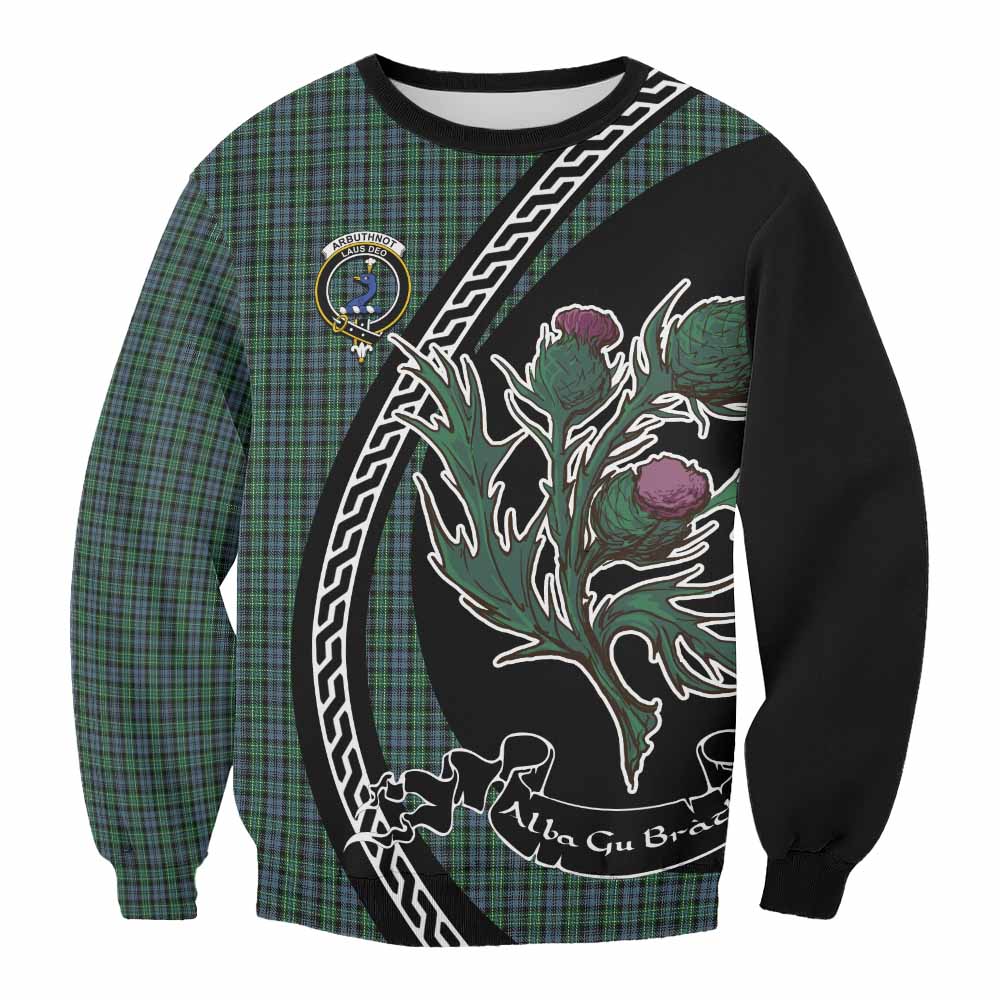 Arbuthnot Family Crest Tartan Sweatshirt Alba Thistle Inspired - Tartan Vibes Clothing