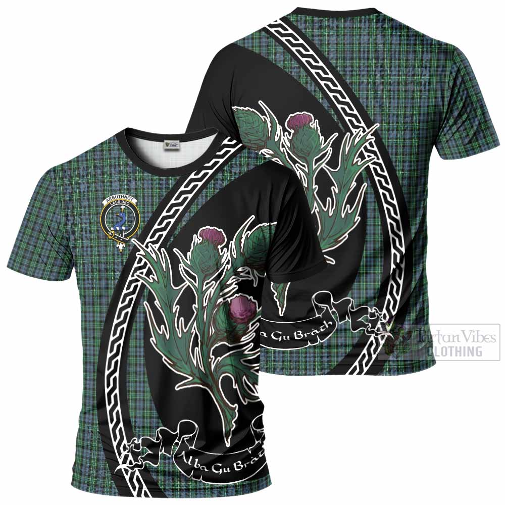 Arbuthnot Family Crest Tartan T-Shirt Alba Thistle Inspired - Tartan Vibes Clothing