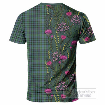Arbuthnot Family Crest Tartan T-Shirt Scottish Thistle Flower Pattern Half Style - Tartan Vibes Clothing