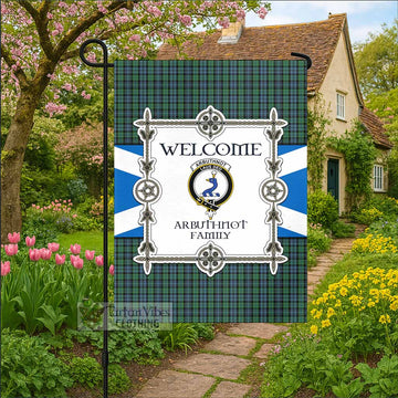 Arbuthnot Family Crest Tartan Welcome Garden Flag Saltire Harmony Style - Tartan Vibes Clothing