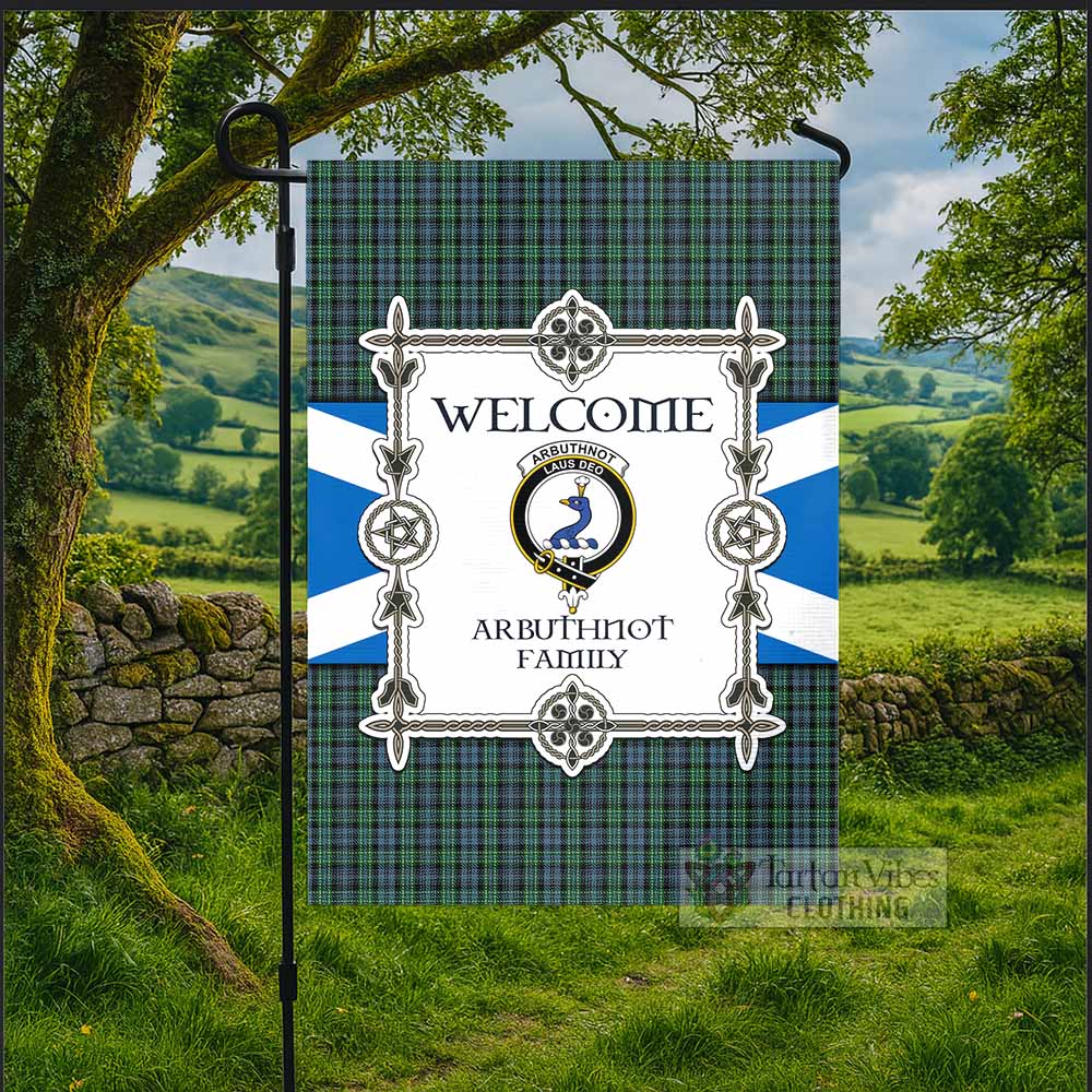 Arbuthnot Family Crest Tartan Welcome Garden Flag Saltire Harmony Style - Tartan Vibes Clothing