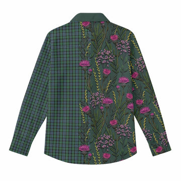 Arbuthnot Family Crest Tartan Women Casual Shirt Scottish Thistle Flower Pattern Half Style - Tartan Vibes Clothing