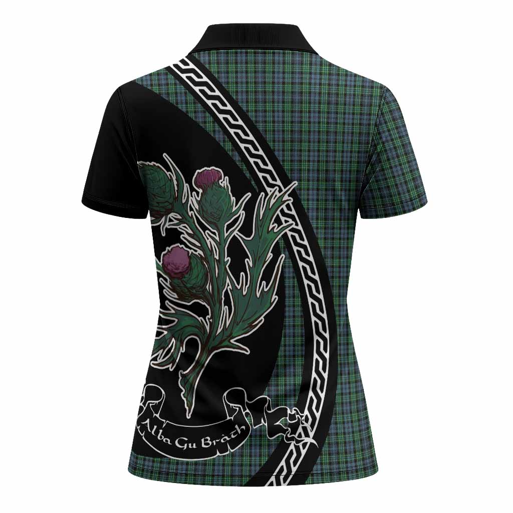Arbuthnot Family Crest Tartan Women Polo Shirt Alba Thistle Inspired - Tartan Vibes Clothing
