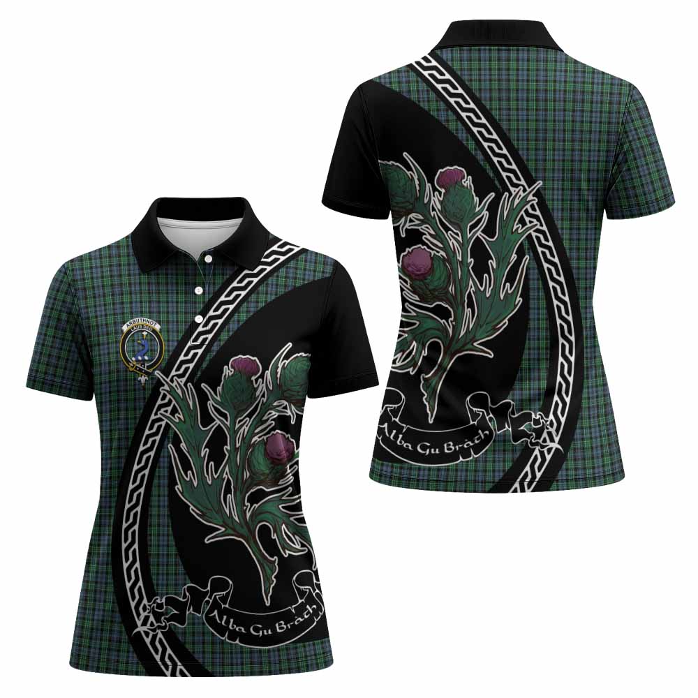 Arbuthnot Family Crest Tartan Women Polo Shirt Alba Thistle Inspired - Tartan Vibes Clothing