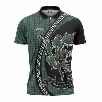 Arbuthnot Family Crest Tartan Zipper Polo Shirt Alba Thistle Inspired - Tartan Vibes Clothing