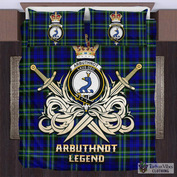 Arbuthnot Modern Tartan Bedding Set with Clan Crest and the Golden Sword of Courageous Legacy