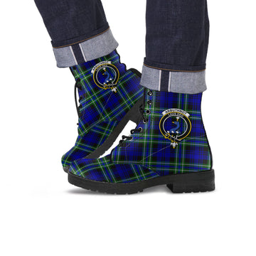 Arbuthnot Modern Tartan Leather Boots with Family Crest