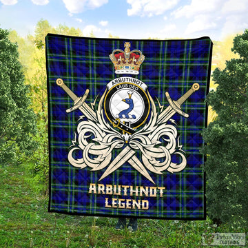 Arbuthnot Modern Tartan Quilt with Clan Crest and the Golden Sword of Courageous Legacy