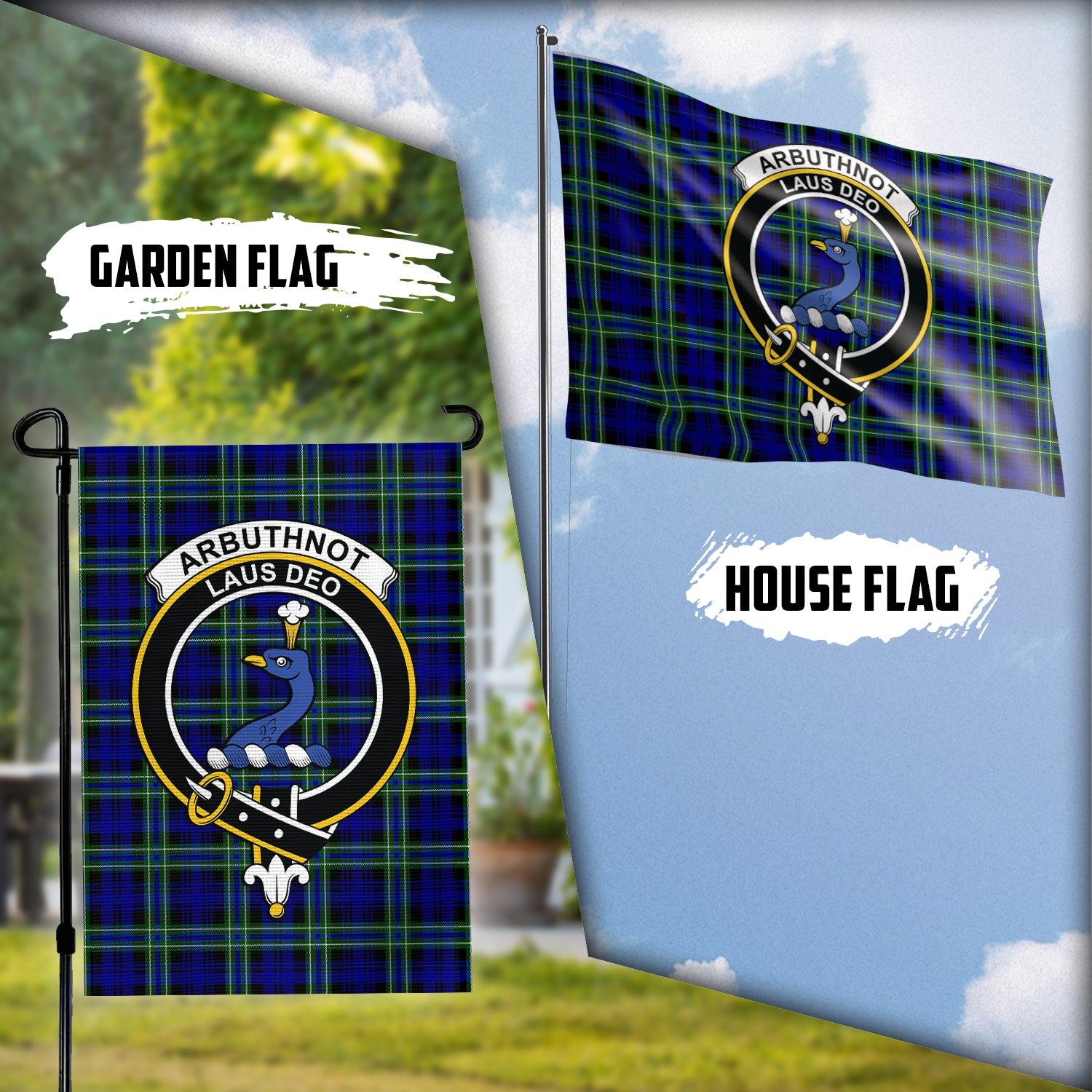 Arbuthnot Modern Tartan Flag with Family Crest Garden Flag (Vertical) - Tartanvibesclothing