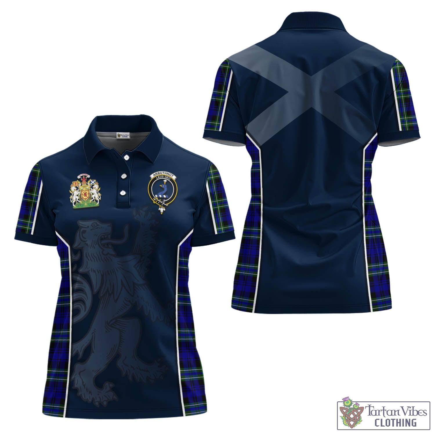 Tartan Vibes Clothing Arbuthnot Modern Tartan Women's Polo Shirt with Family Crest and Lion Rampant Vibes Sport Style