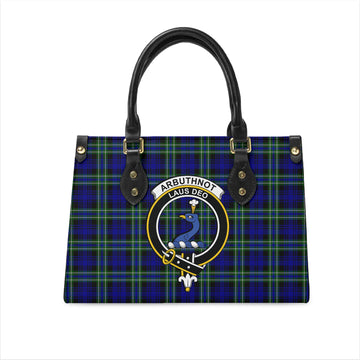 Arbuthnot Modern Tartan Leather Bag with Family Crest
