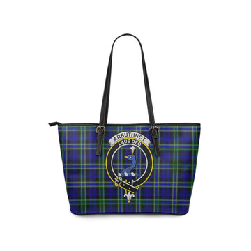 Arbuthnot Modern Tartan Leather Tote Bag with Family Crest