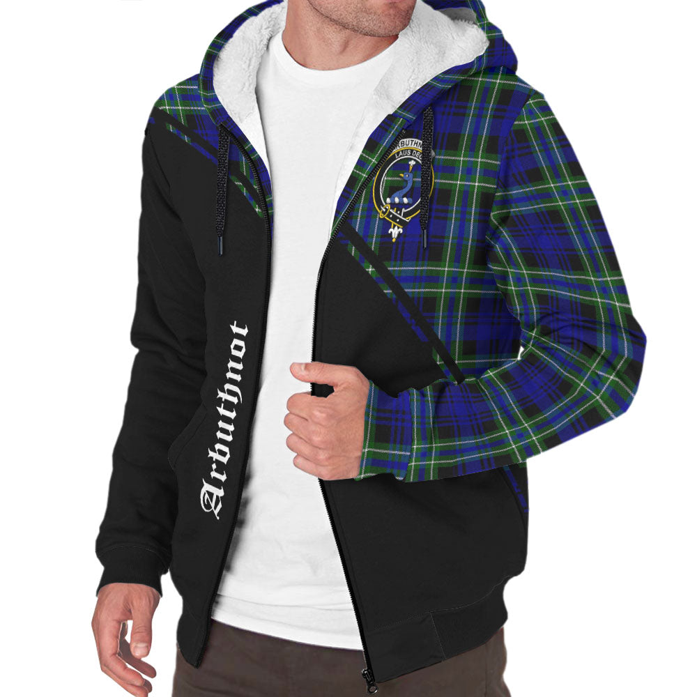 Arbuthnot Modern Tartan Sherpa Hoodie with Family Crest Curve Style Unisex - Tartanvibesclothing