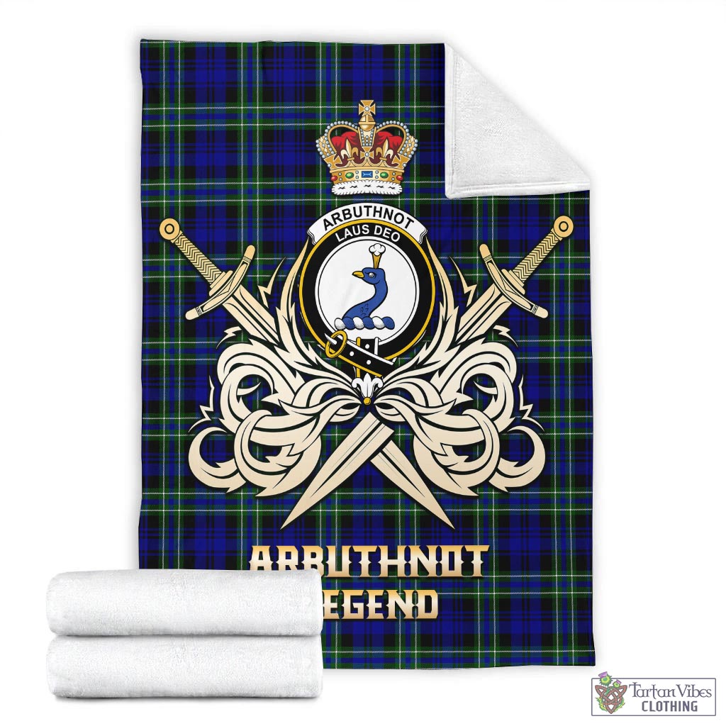 Tartan Vibes Clothing Arbuthnot Modern Tartan Blanket with Clan Crest and the Golden Sword of Courageous Legacy