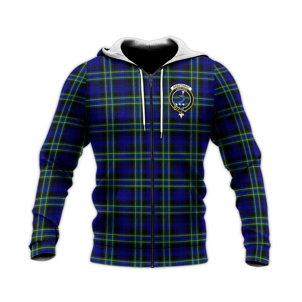 Arbuthnot Modern Tartan Knitted Hoodie with Family Crest Unisex Knitted Zip Hoodie - Tartanvibesclothing