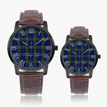 Arbuthnot Modern Tartan Personalized Your Text Leather Trap Quartz Watch