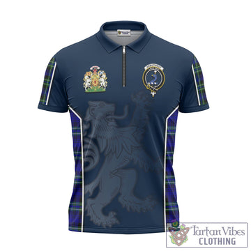 Arbuthnot Modern Tartan Zipper Polo Shirt with Family Crest and Lion Rampant Vibes Sport Style