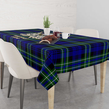 Arbuthnot Modern Tartan Tablecloth with Clan Crest and the Golden Sword of Courageous Legacy