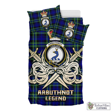 Arbuthnot Modern Tartan Bedding Set with Clan Crest and the Golden Sword of Courageous Legacy