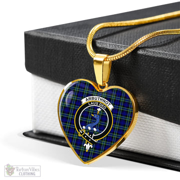 Arbuthnot Modern Tartan Heart Necklace with Family Crest