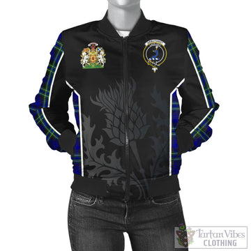 Arbuthnot Modern Tartan Bomber Jacket with Family Crest and Scottish Thistle Vibes Sport Style