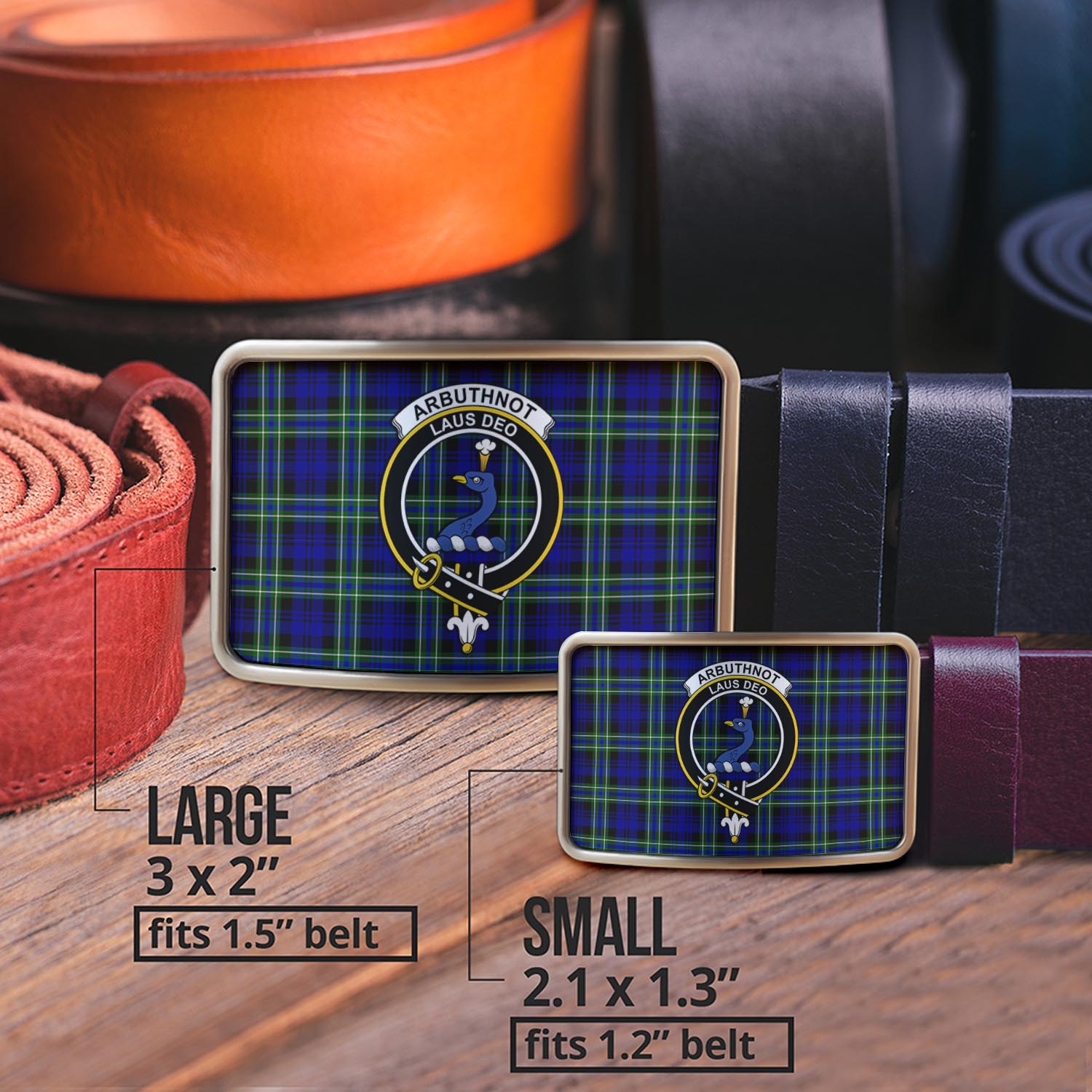 Arbuthnot Modern Tartan Belt Buckles with Family Crest - Tartanvibesclothing