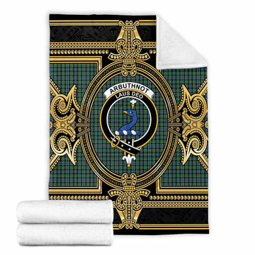 Arbuthnot Scottish Tartan Crest Blanket Royal Stylized