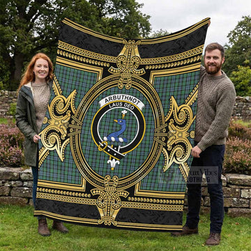 Arbuthnot Scottish Tartan Crest Blanket Royal Stylized