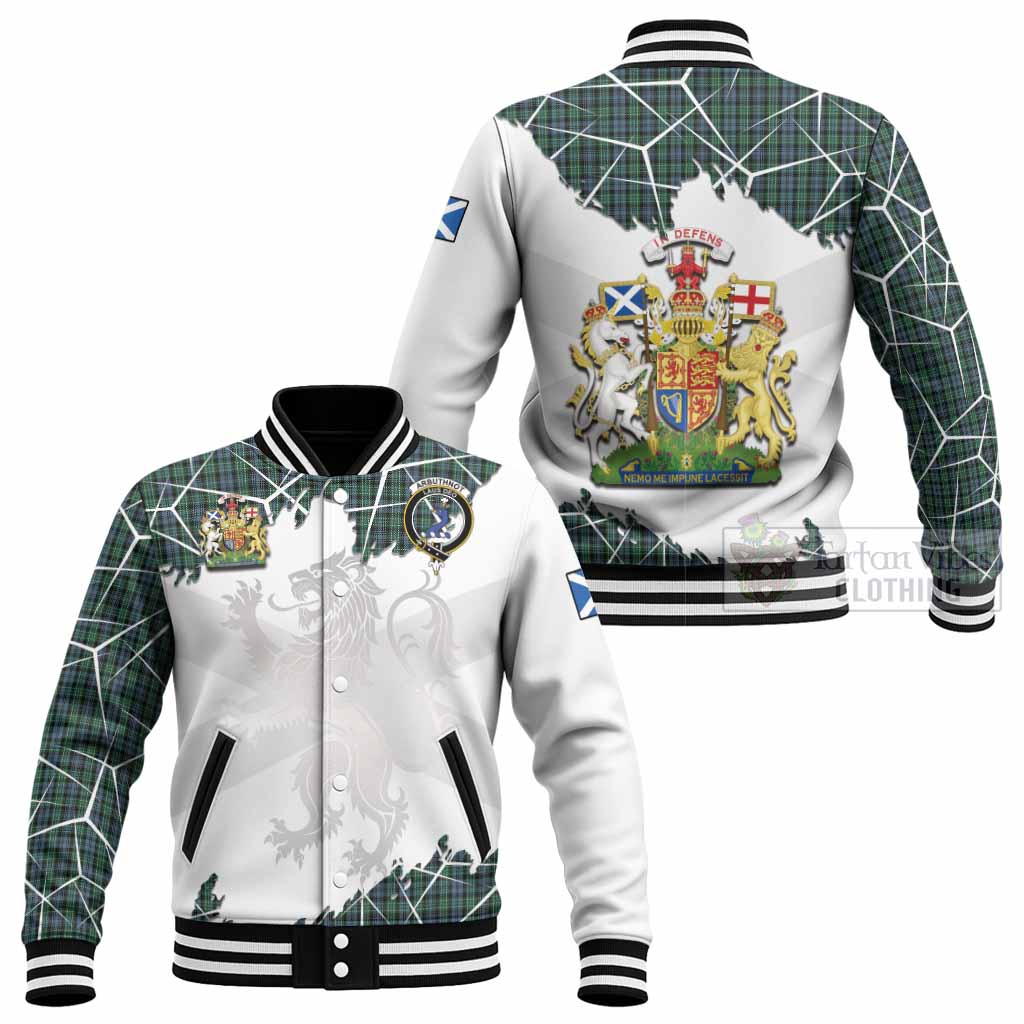 Arbuthnot Tartan Baseball Jacket with Family Crest and Lion Rampant Grunge Style