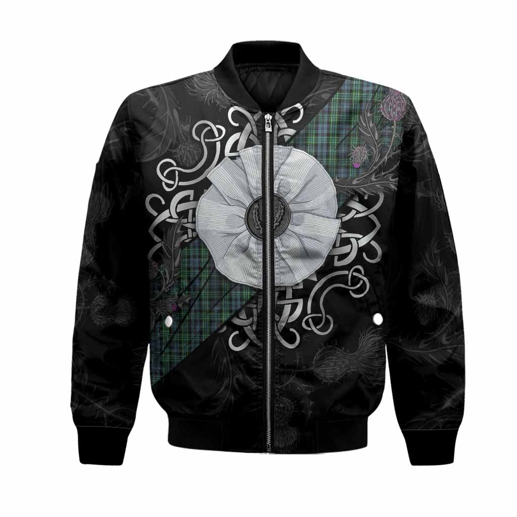Arbuthnot Tartan Bomber Jacket Jacobite White Rose Unisex Black - Tartan Vibes Clothing