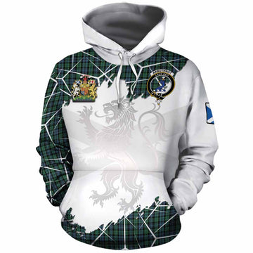 Arbuthnot Tartan Cotton Hoodie with Family Crest and Lion Rampant Grunge Style