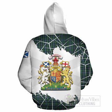 Arbuthnot Tartan Cotton Hoodie with Family Crest and Lion Rampant Grunge Style