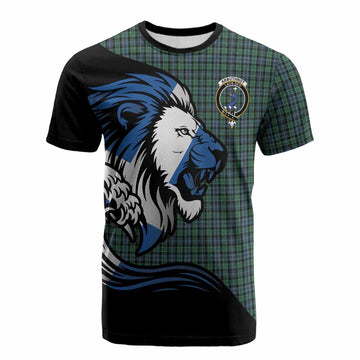 Arbuthnot Tartan Crest Cotton T-shirt Scottish Golden Lions Wave Flow