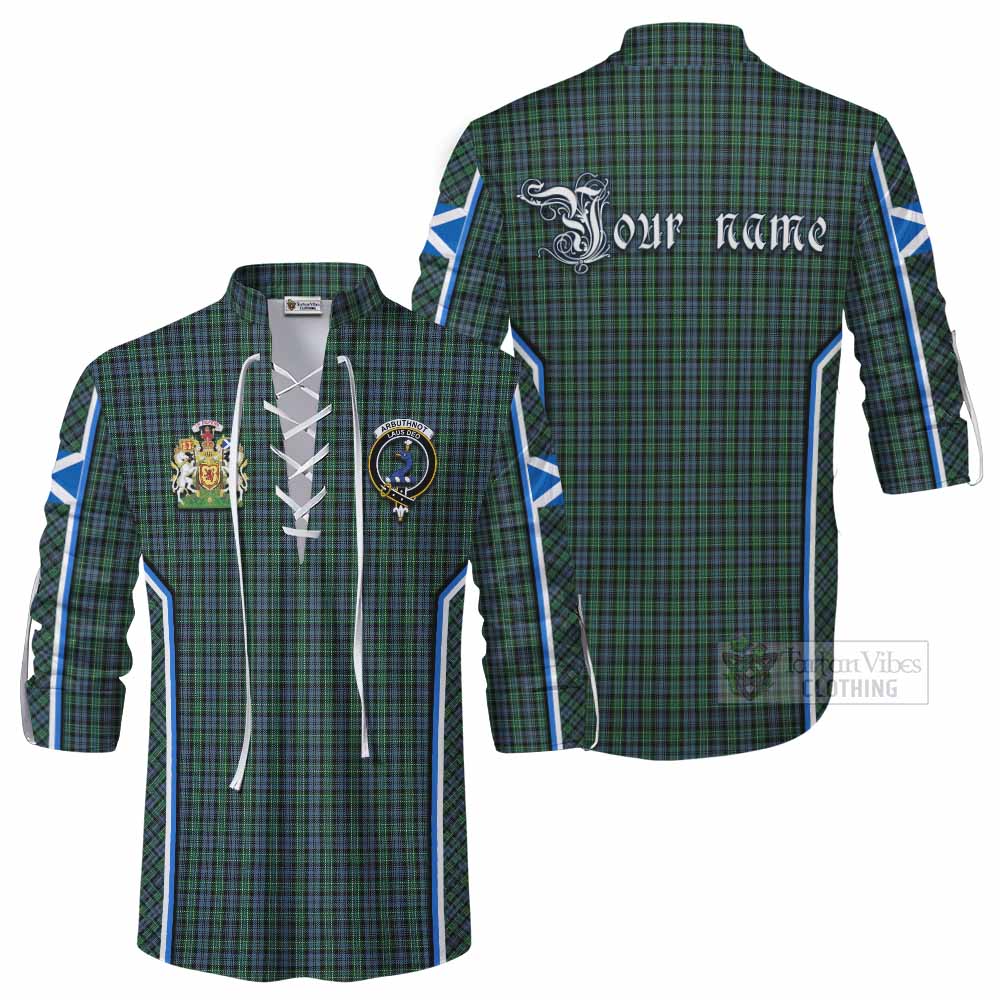 Arbuthnot Tartan Crest Ghillie Kilt Shirt Scotland Coat of Arm Flag Style - Tartan Vibes Clothing