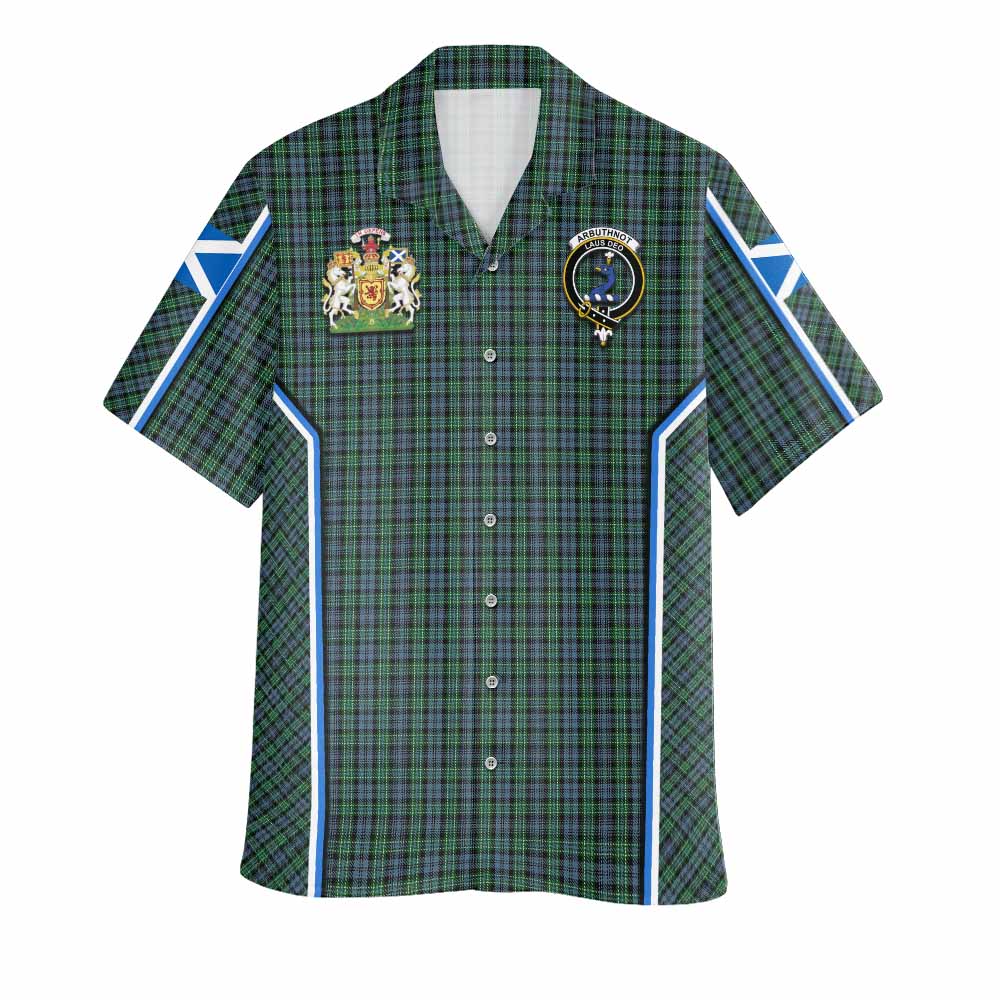 Arbuthnot Tartan Crest Hawaiian Shirt Scotland Coat of Arm Flag Style - Tartan Vibes Clothing
