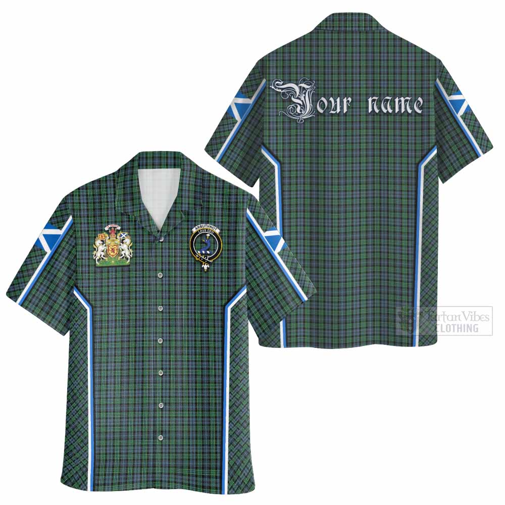 Arbuthnot Tartan Crest Hawaiian Shirt Scotland Coat of Arm Flag Style - Tartan Vibes Clothing