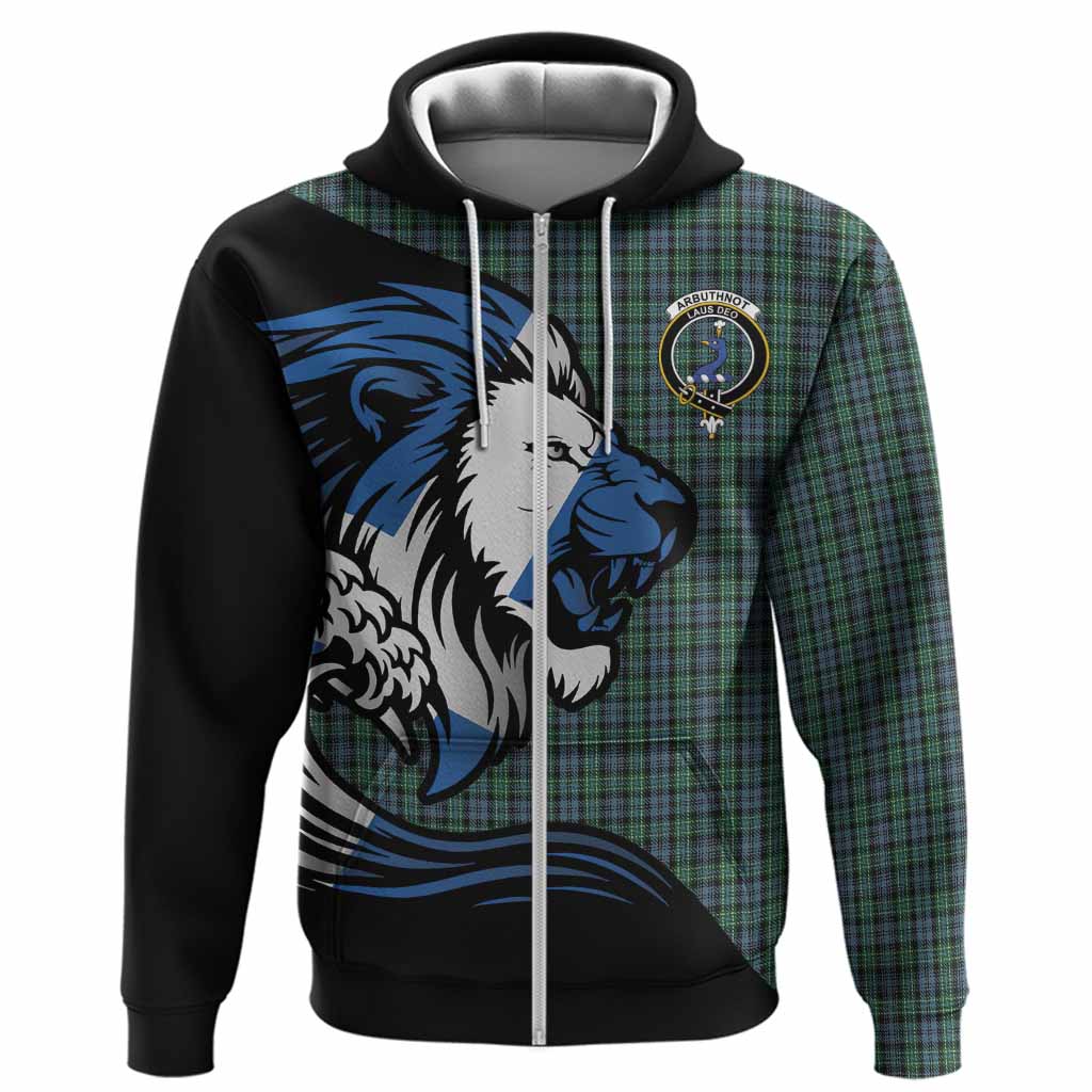Arbuthnot Tartan Crest Hoodie Scottish Golden Lions Wave Flow