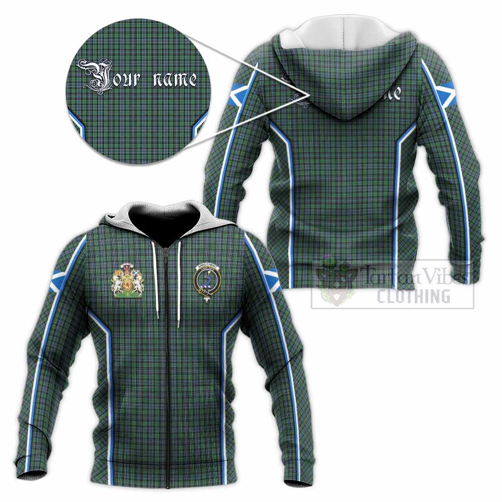 Arbuthnot Tartan Crest Knitted Hoodie Scotland Coat of Arm Flag Style - Tartan Vibes Clothing