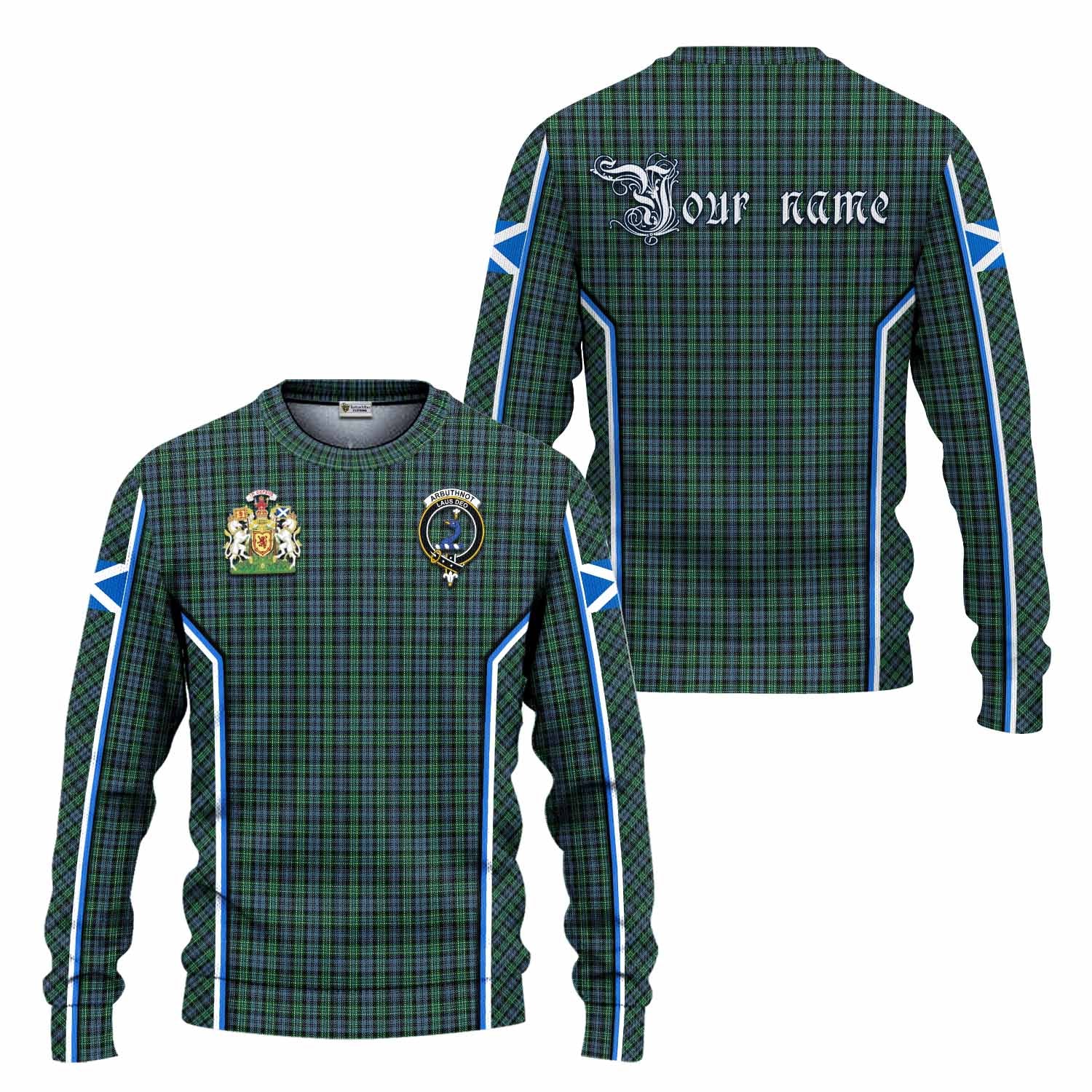 Arbuthnot Tartan Crest Knitted Sweater Scotland Coat of Arm Flag Style - Tartan Vibes Clothing