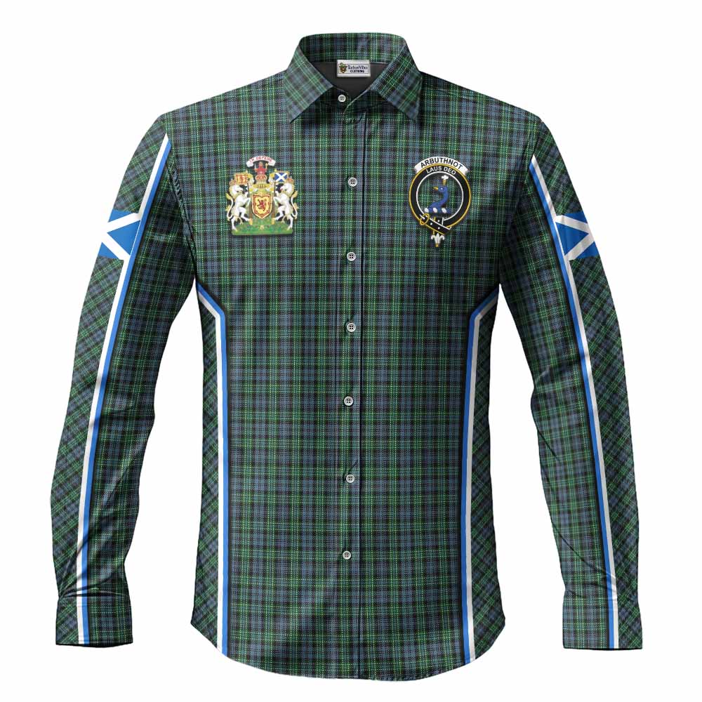 Arbuthnot Tartan Crest Long Sleeve Button Shirts Scotland Coat of Arm Flag Style - Tartan Vibes Clothing