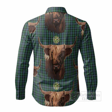 Arbuthnot Tartan Crest Long Sleeve Button Shirts Scotland Heilan Coo Tartan Seamless Style