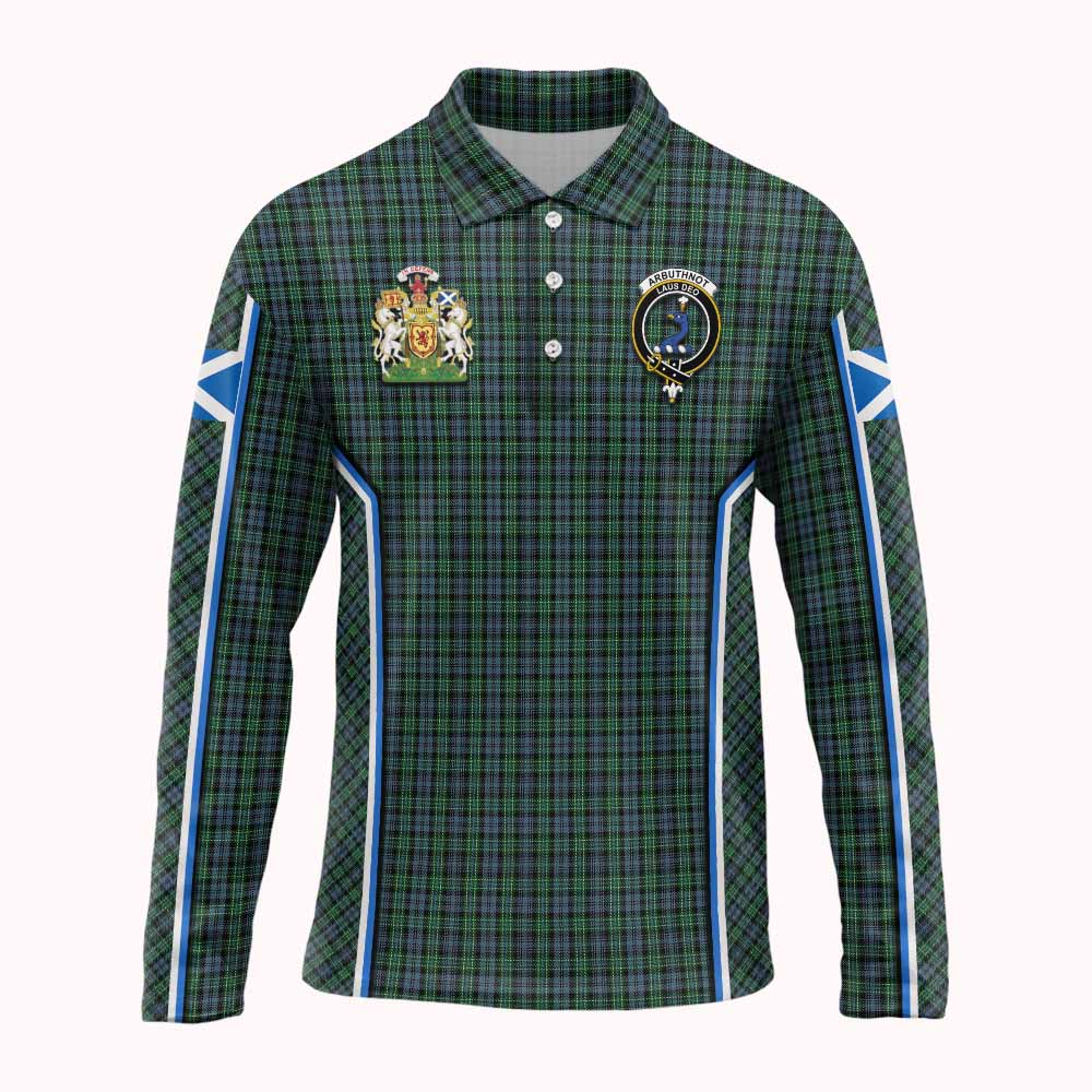 Arbuthnot Tartan Crest Long Sleeve Polo Shirt Scotland Coat of Arm Flag Style - Tartan Vibes Clothing