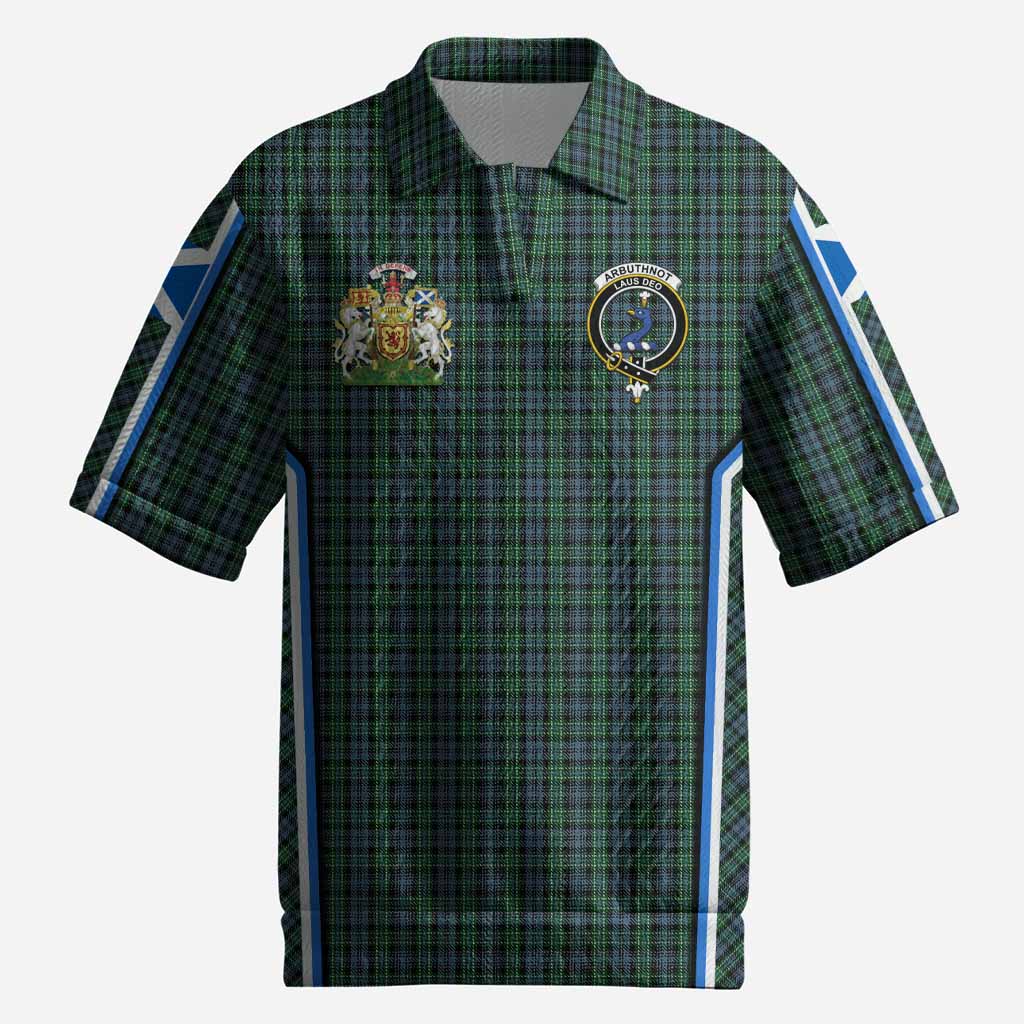 Arbuthnot Tartan Crest Men’s Polo Sweater Top Scotland Coat of Arm Flag Style