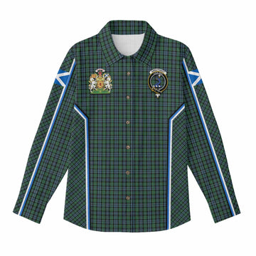 Arbuthnot Tartan Crest Women Casual Shirt Scotland Coat of Arm Flag Style - Tartan Vibes Clothing
