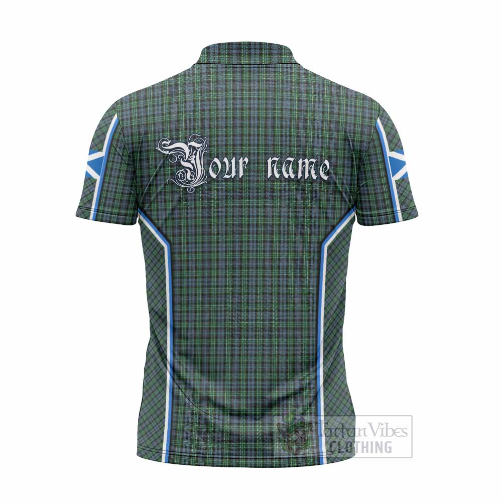 Arbuthnot Tartan Crest Zipper Polo Shirt Scotland Coat of Arm Flag Style - Tartan Vibes Clothing