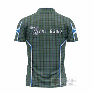 Arbuthnot Tartan Crest Zipper Polo Shirt Scotland Coat of Arm Flag Style - Tartan Vibes Clothing