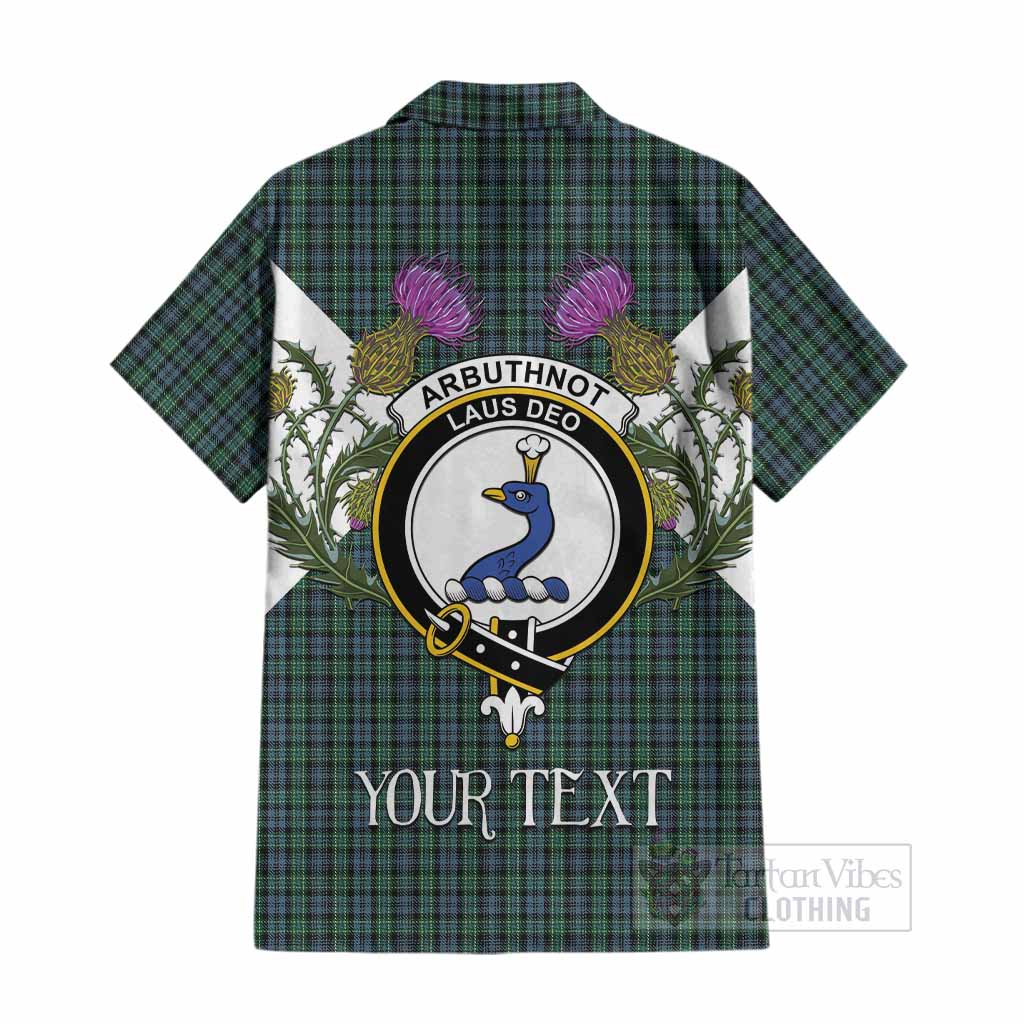 Arbuthnot Tartan Family Crest Cotton Hawaiian Shirt Scottish Burns Night Thistle Floral