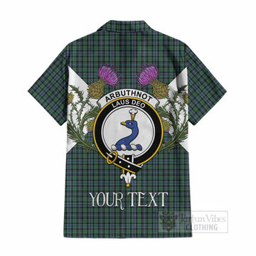 Arbuthnot Tartan Family Crest Cotton Hawaiian Shirt Scottish Burns Night Thistle Floral